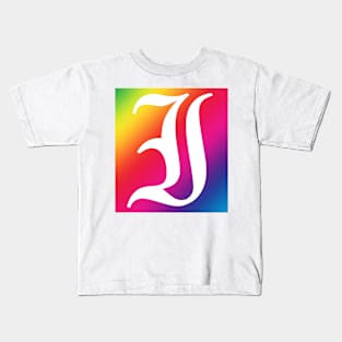 Rainbow White Letter I Kids T-Shirt